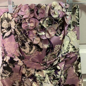 Vera Wang Lavendar Label Strapless Floral Dress